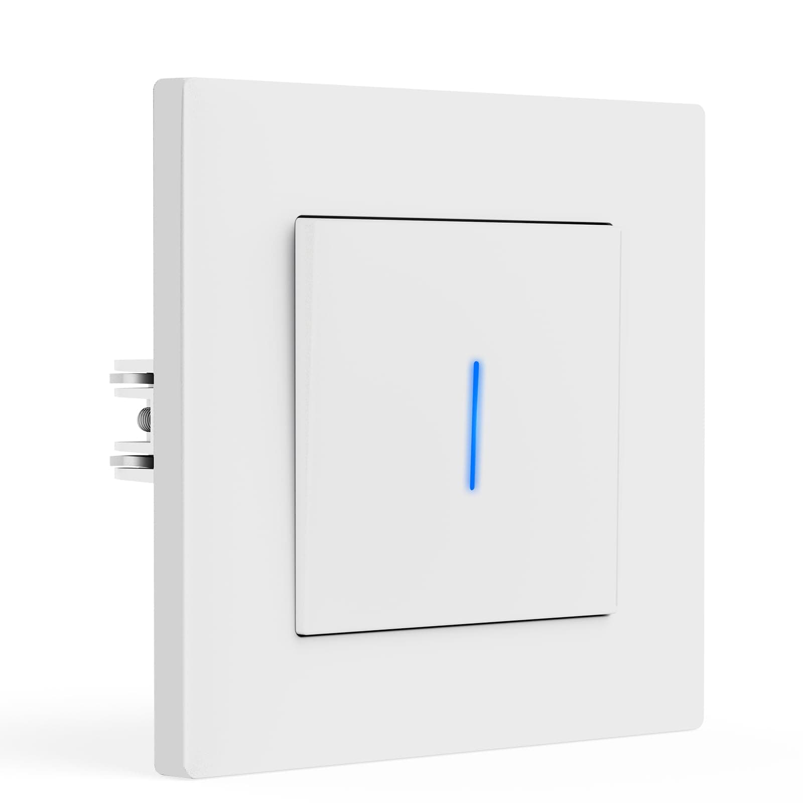 BSEED Interrupteur va et vient Avec Griffes, Interrupteur Mural Avec Voyant Lumineux, Port de connexion rapide, Cadre avant PC, 1 Gang 2 Voie, 86mm, Blanc