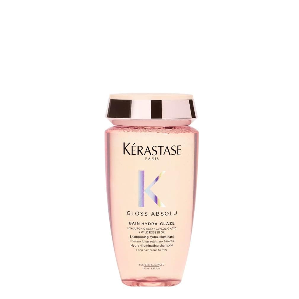 Kérastase Gloss Absolu Bain Hydra-Glaze, Champú Hidratante e Iluminador, Enriquedo con Ácido Glicólico, Hialurónico y Aceite de Rosa Silvestre, Cabello Largo con Tendencia al Encrespamiento, 250ml