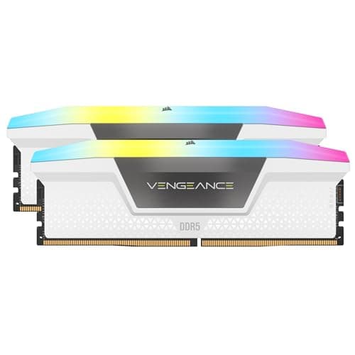 CORSAIR Vengeance RGB DDR5 RAM 32GB (2x16GB) hasta 6000MHz CL30-36-36-76 1.40V AMD Expo Intel XMP 3.0 Memoria de Ordenador de Sobremesa – Gris (CMH32GX5M2Z6000Z30)