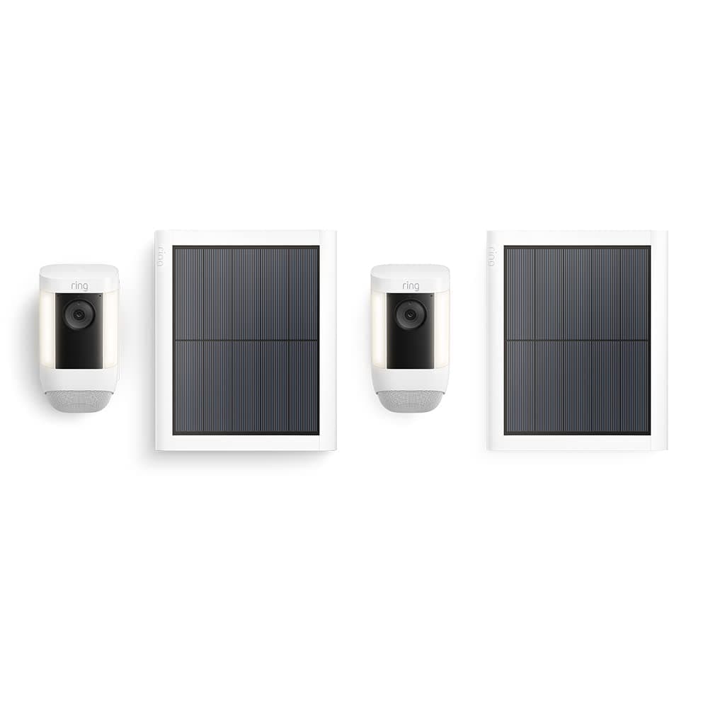 Ring caméra Spotlight Pro solaire (Spotlight Cam Pro Solar)|Vidéo 2K avec Ring Vision, détection de mouvements 3D|Essai gratuit de l'abonnement Ring Home pendant 30 jours |2 Caméras