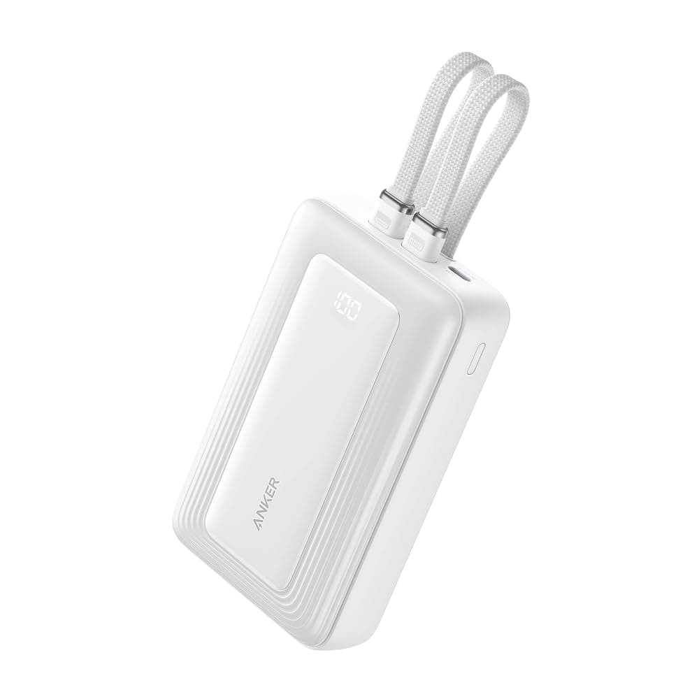 Anker Zolo Batterie Externe 20000 mah, modèle 2025 amélioré | Charge rapide 45 W max, 2 câbles USB C intégrés, 1 port USB-C et A, Power Bank compatible iPhone 17/16/15, Samsung et plus