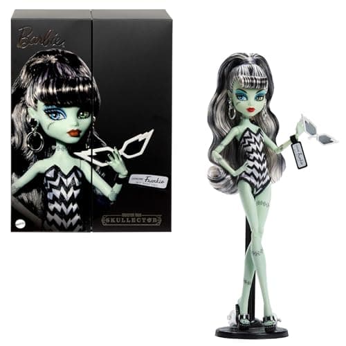 Barbie Monster High x Muñeca Frankie Stein con Traje de baño Original Inspirado Vestido de Noche Negro Solo in The Spotlight y Accesorios, JHK28