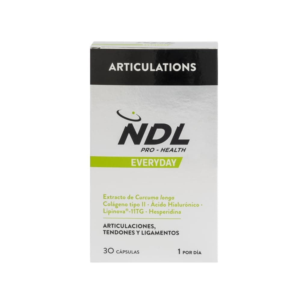 Colágeno Tipo II + Ácido Hialurónico + Cúrcuma + Vitamina C NDL Pro-Health | Soporte para huesos, cartílagos y articulaciones | Contiene aceite de pescado | Una marca de Rafa Nadal & Cantabria Labs
