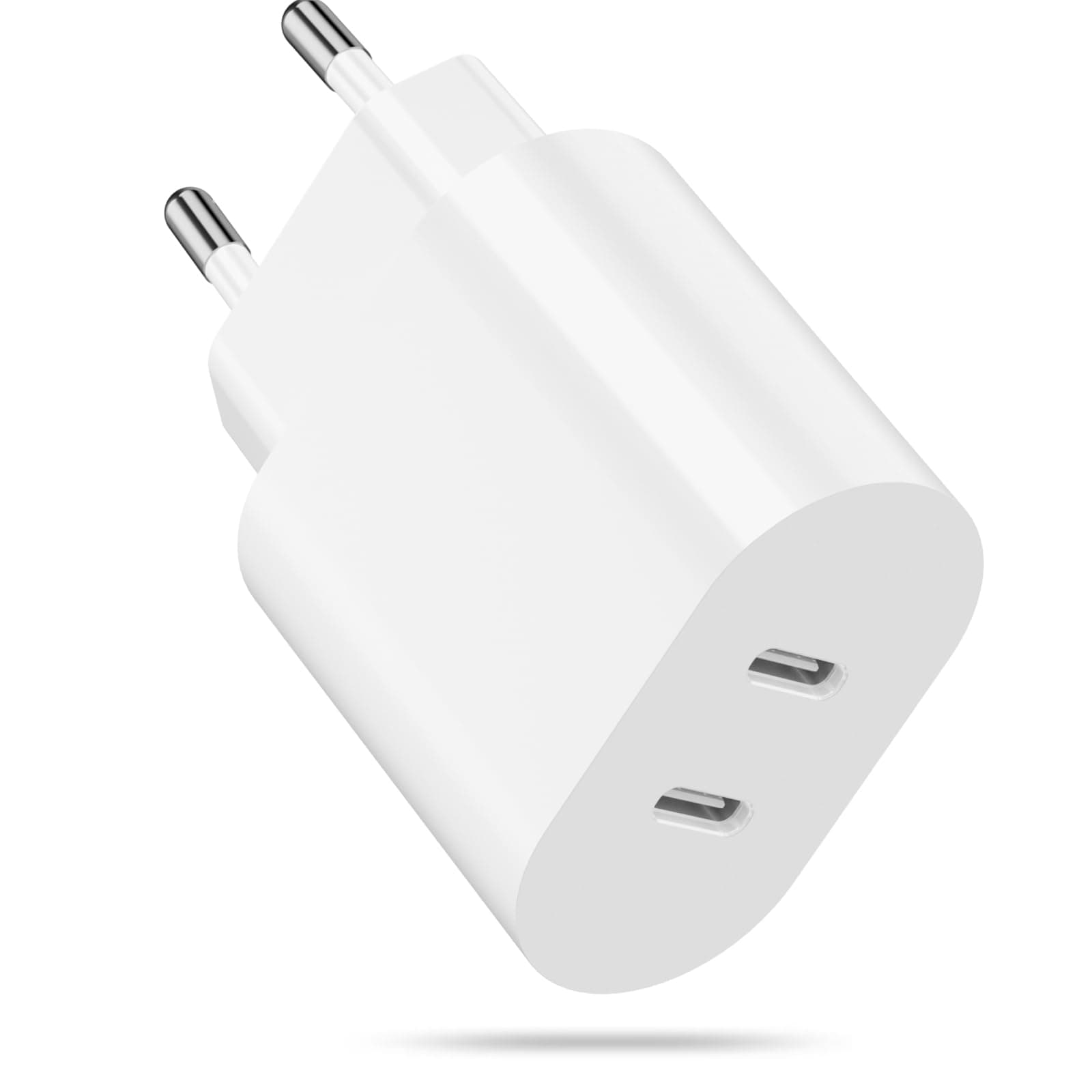 Chargeur USB C, 20W Double Prise USBC Chargeur Rapide pour iPhone 17/17 Air/17 Pro/17 Pro Max/16/15/14/13/12/11 Plus Mini SE X XS XR, Samsung Galaxy, Embout Adaptateur Secteur Bloc USB C