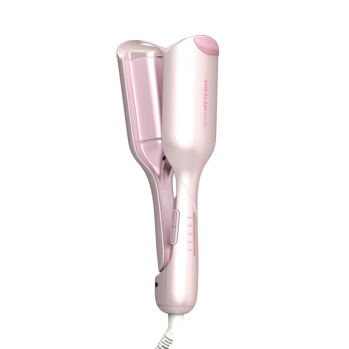 SHEGLAM Piastra per Capelli a Onde Beach Babe 25mm Rosa, Ferro arricciacapelli a doppio cilindro, Asta ondulata Temperatura Regolabile e Doppia Tensione