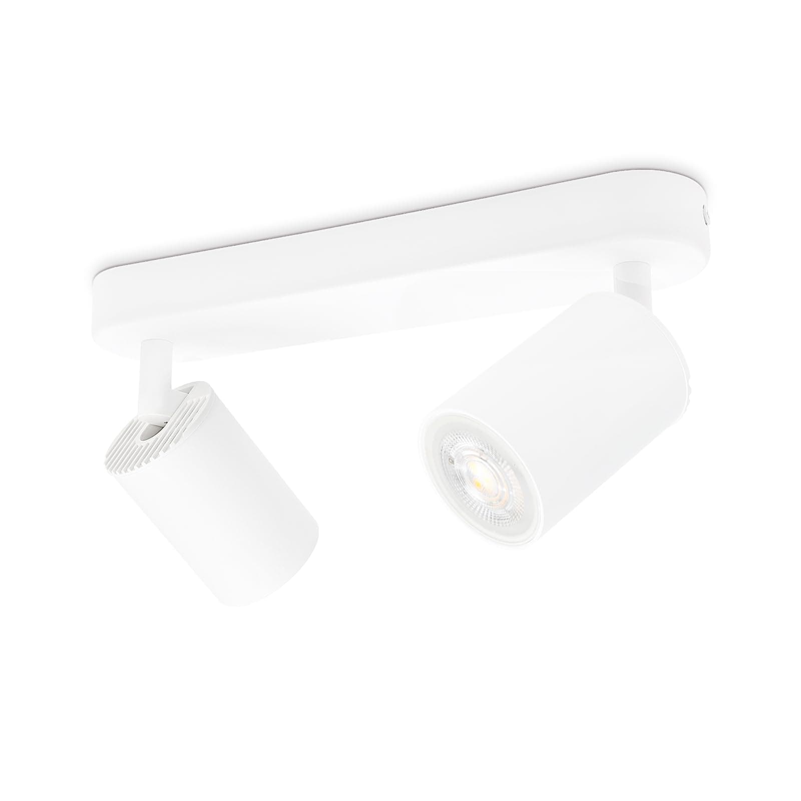 KYOTECH Lámpara de Techo LED Blanca Con 2 Focos GU10 Orientables y Giratorios - Plafón Para Dormitorio, Salas - Sin Bombilla