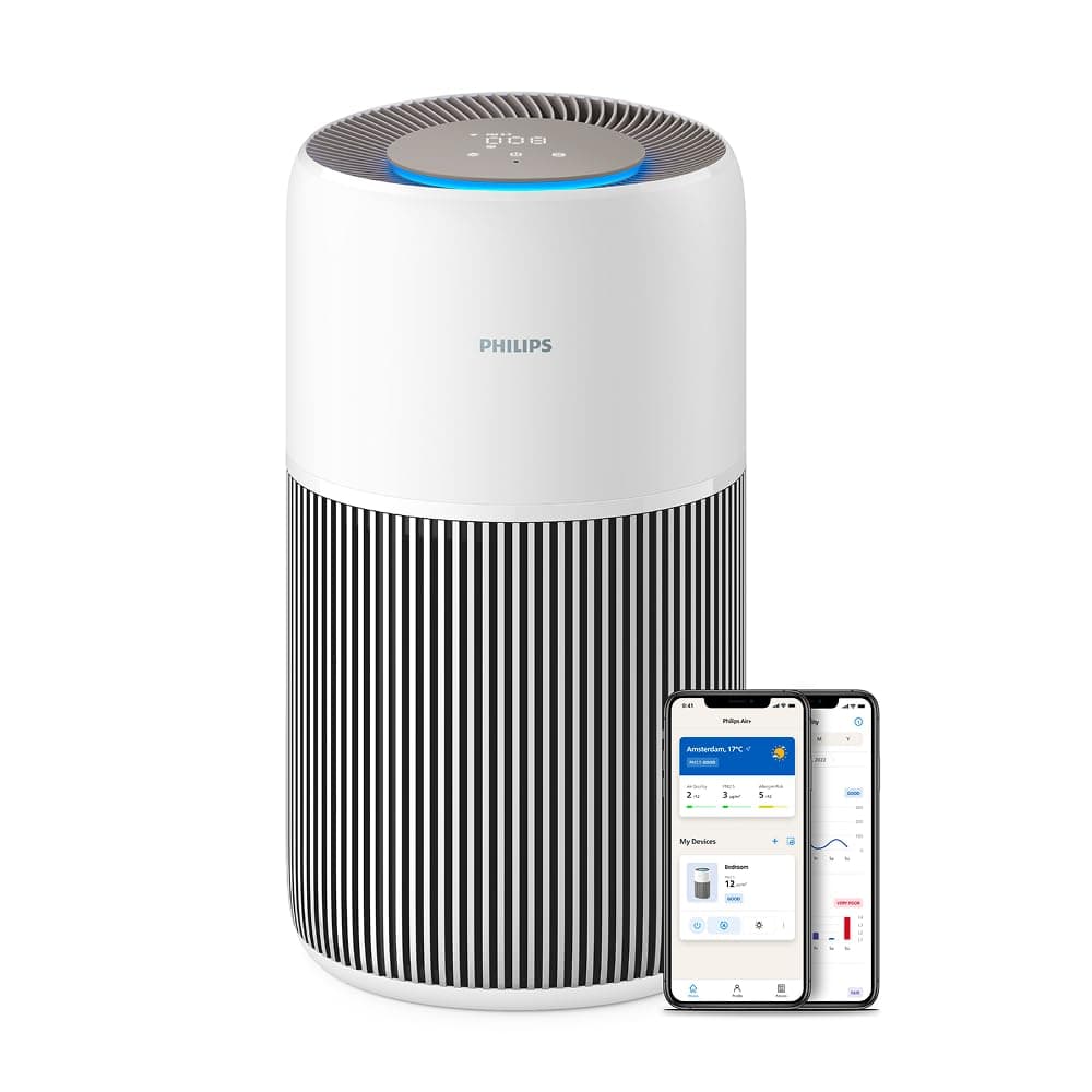 Philips Luftreiniger PureProtect 2200 Serie, Weiß, für Räume bis 104 m² | CADR 400 m³/h, AIR+-App, HEPA NanoProtect-Filter, entfernt bis zu 99,97% Schadstoffe, ultraleise & für Allergiker (AC2210/10)