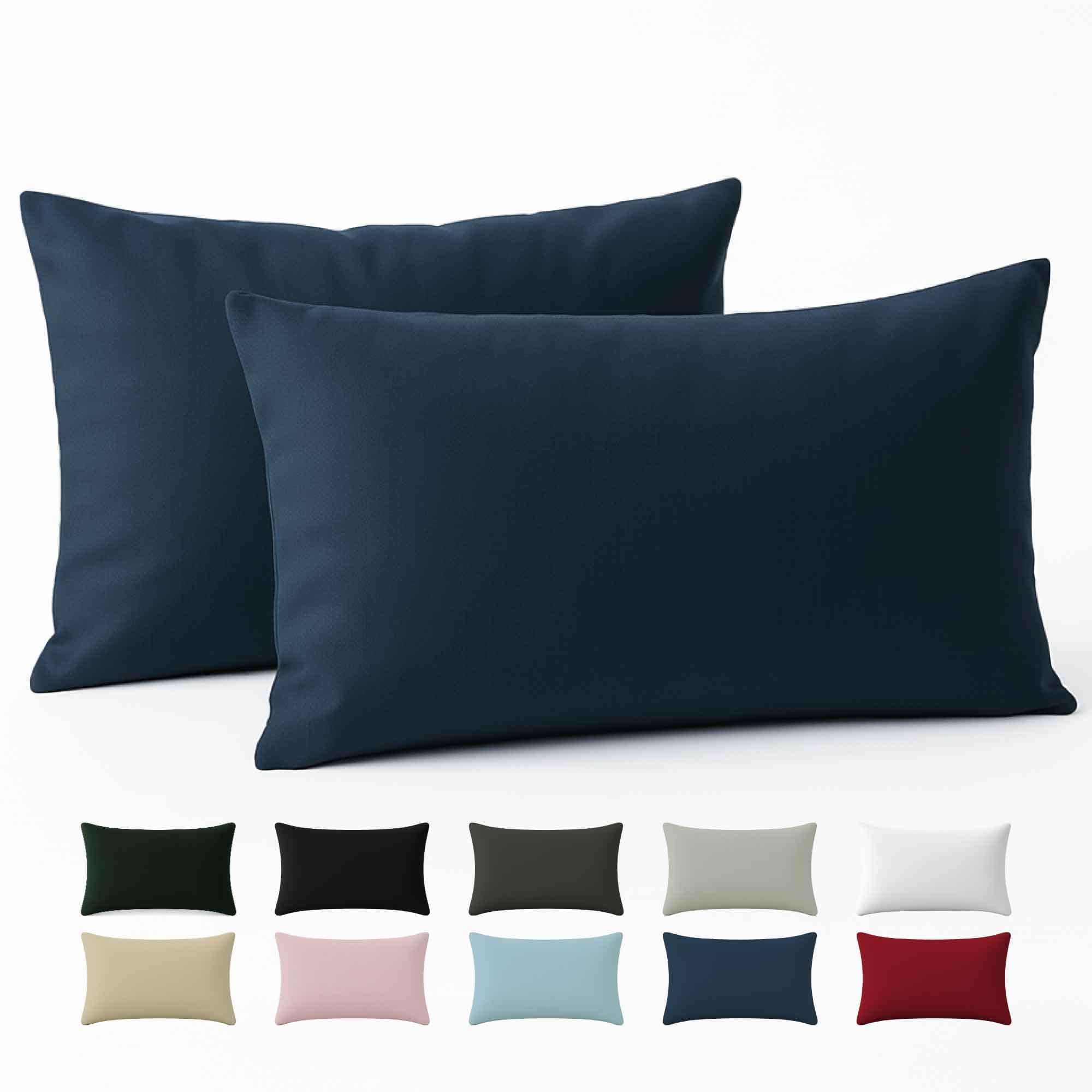 Taie Oreiller 50x70 Coton Renforcé (Set de 2) - Bleu Foncé - Tissage serré de 57 Fils/cm² - Taie Oreiller 50 x 70 cm- Certifié Oeko Tex