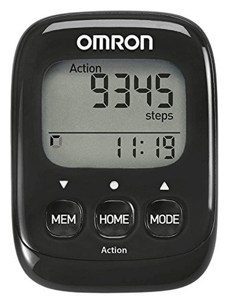 Omron Walking Style IV Schrittzzähler, schwarz, 3D Sensor für genaue Messung, misst aerobe Schritte, Distanz, verbrannte Kalorien; mit Speicher, Action Modus und großem Display, einfache Anwendung