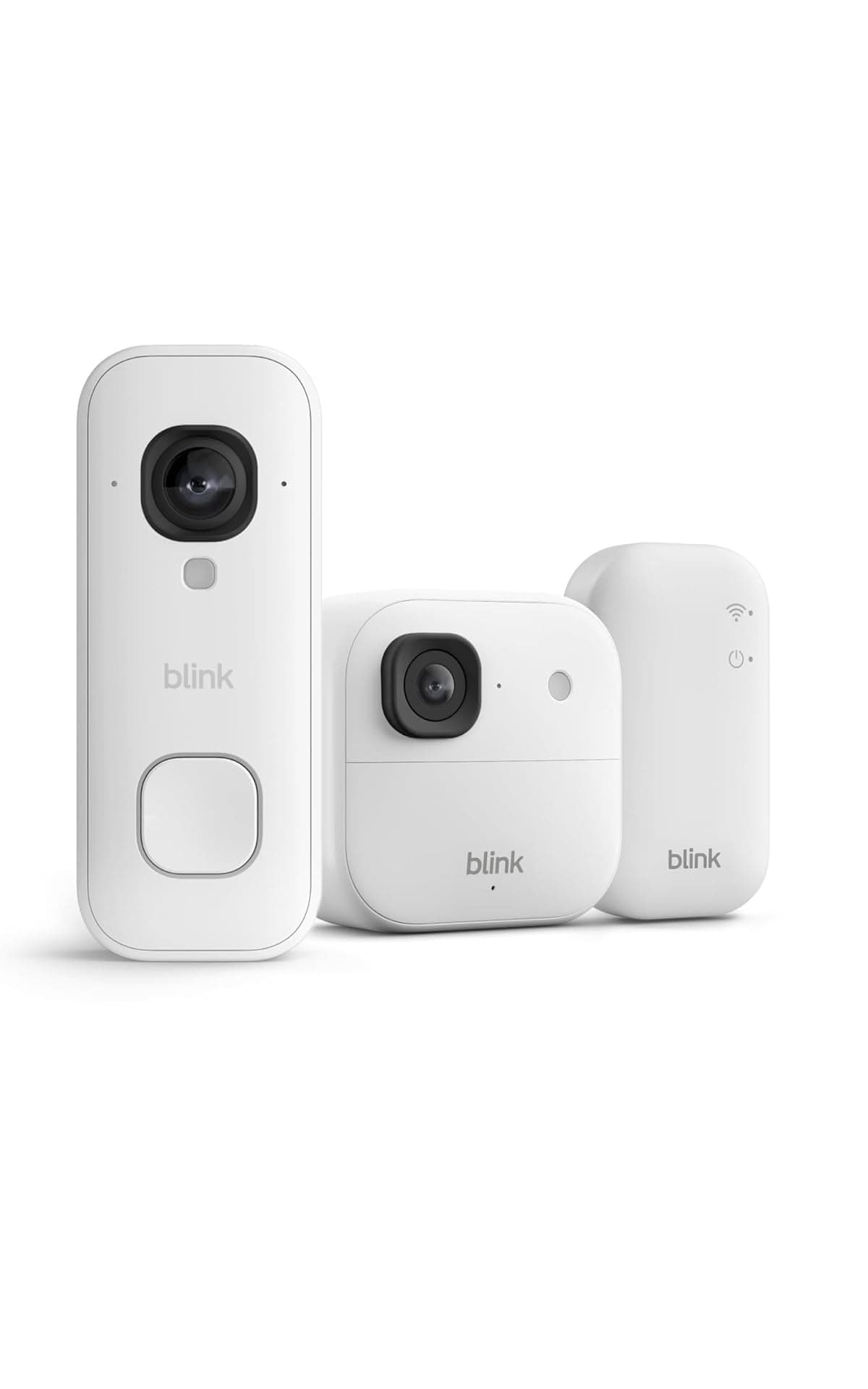 Cámara exterior 2K+ Blink + Blink Videotimbre cableado 2K+ (últ. generación)— módulo de sincronización básico Incluido: sistema de 1 cámaras, Blanco