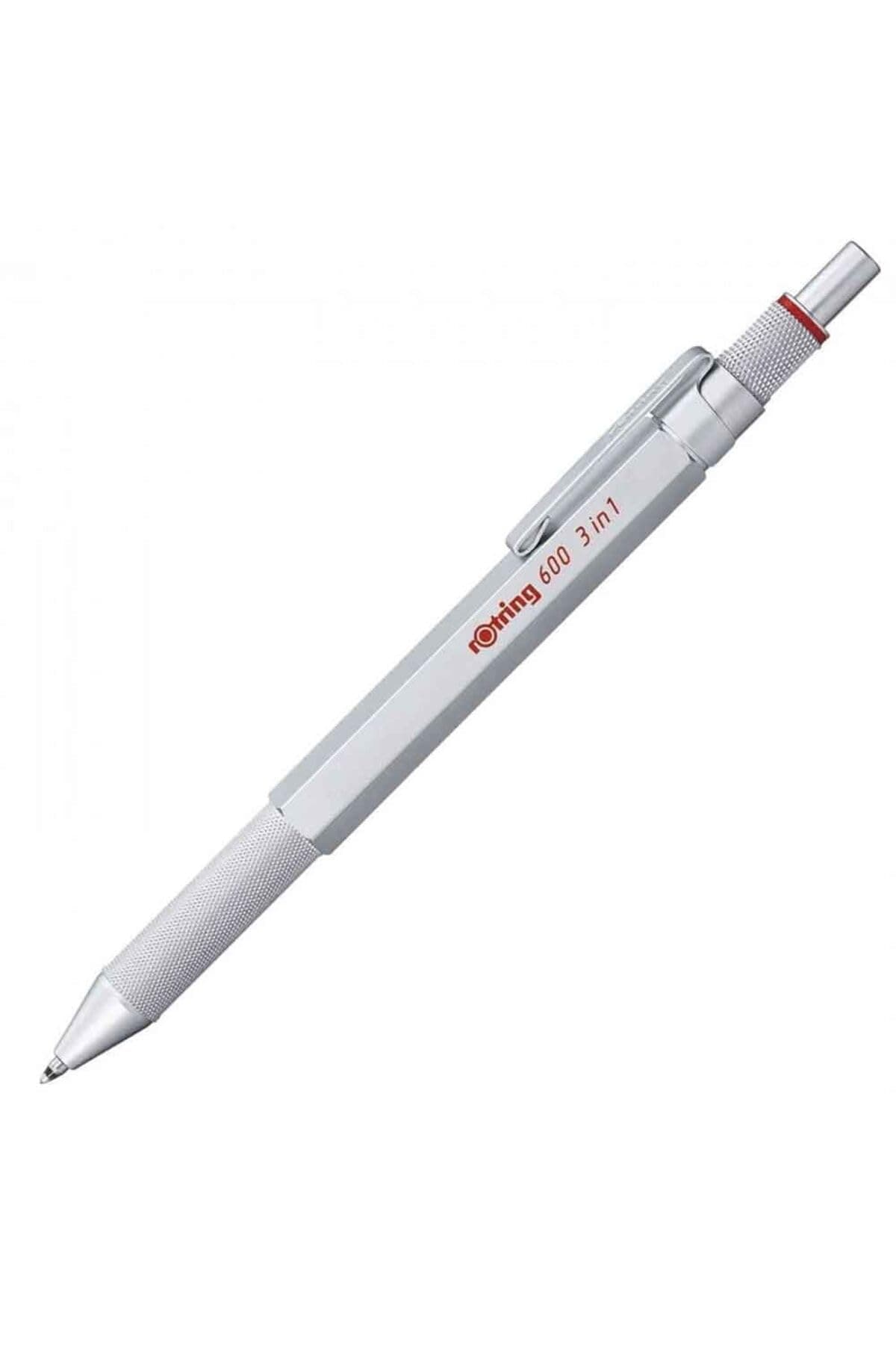 rOtring 600 Stylo multi couleurs et porte mine 3 en 1 | 2 pointes fines stylo bille (encre noire et rouge) | 1 pointe porte mine (mine de 0,5 mm) | Corps noir