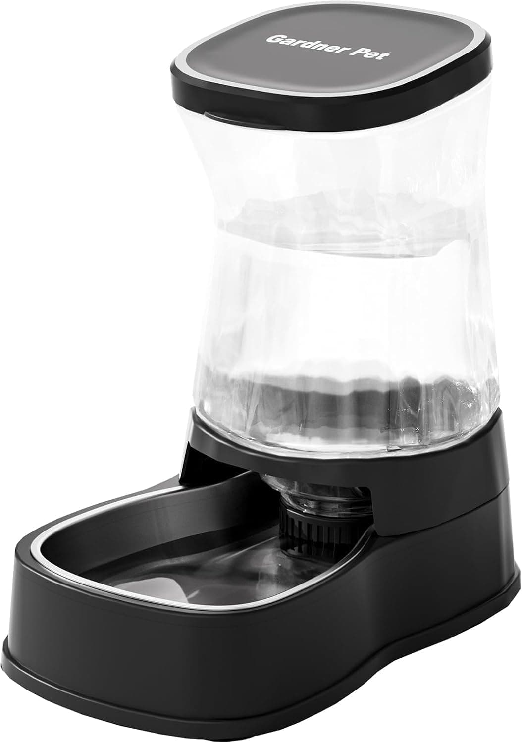 Gardner Pet 3.85L Dispenser Acqua Gatti, Dispenser Acqua Cani con Ciotola in Acciaio Inox, GravitÀ Abbeveratoio per Cani Non è Richiesta ElettricitÀ, Senza BPA, Nero