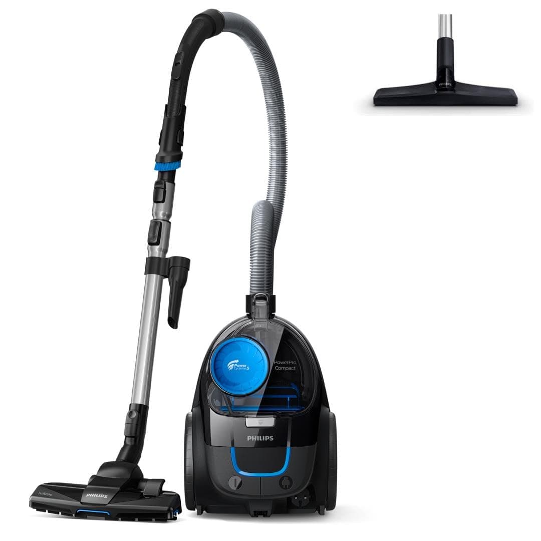 Philips PowerPro Compact Aspirapolvere senza sacchetto – 900W, PowerCyclone 5, Raccolta polvere 99,9%, Filtro Allergy H13, Ugello TriActive, Smaltimento igienico (FC9331/09)