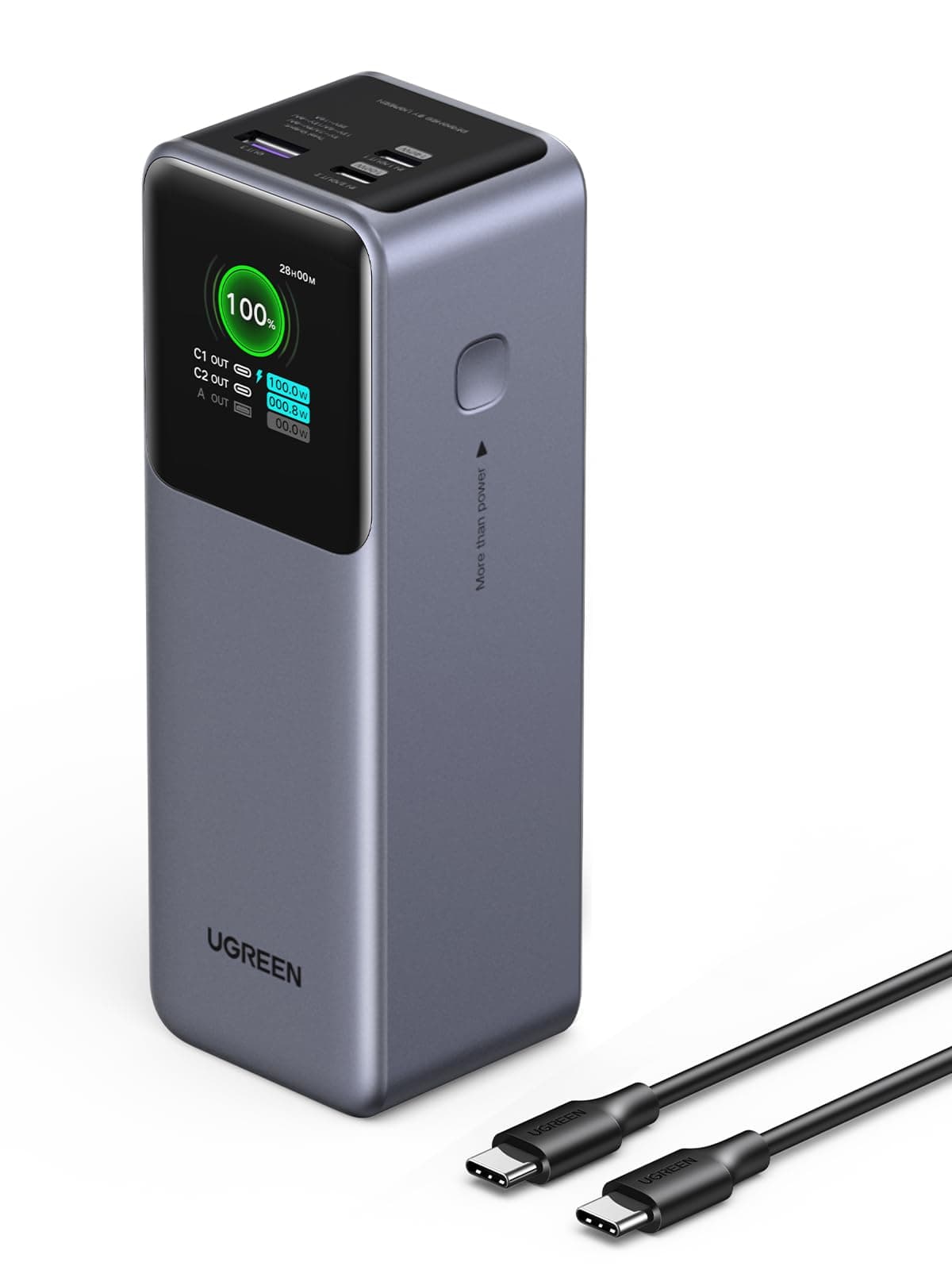 UGREEN Nexode Pro 200W Power Bank 25000mAh Ricarica Rapida Caricatore Portatile PC USB C PD3.1 140W 3 Porte Display TFT Compatible avec iPhone 17 16 15 14 Plus Pro Max Galaxy S25 S24 A56 MacBook iPad