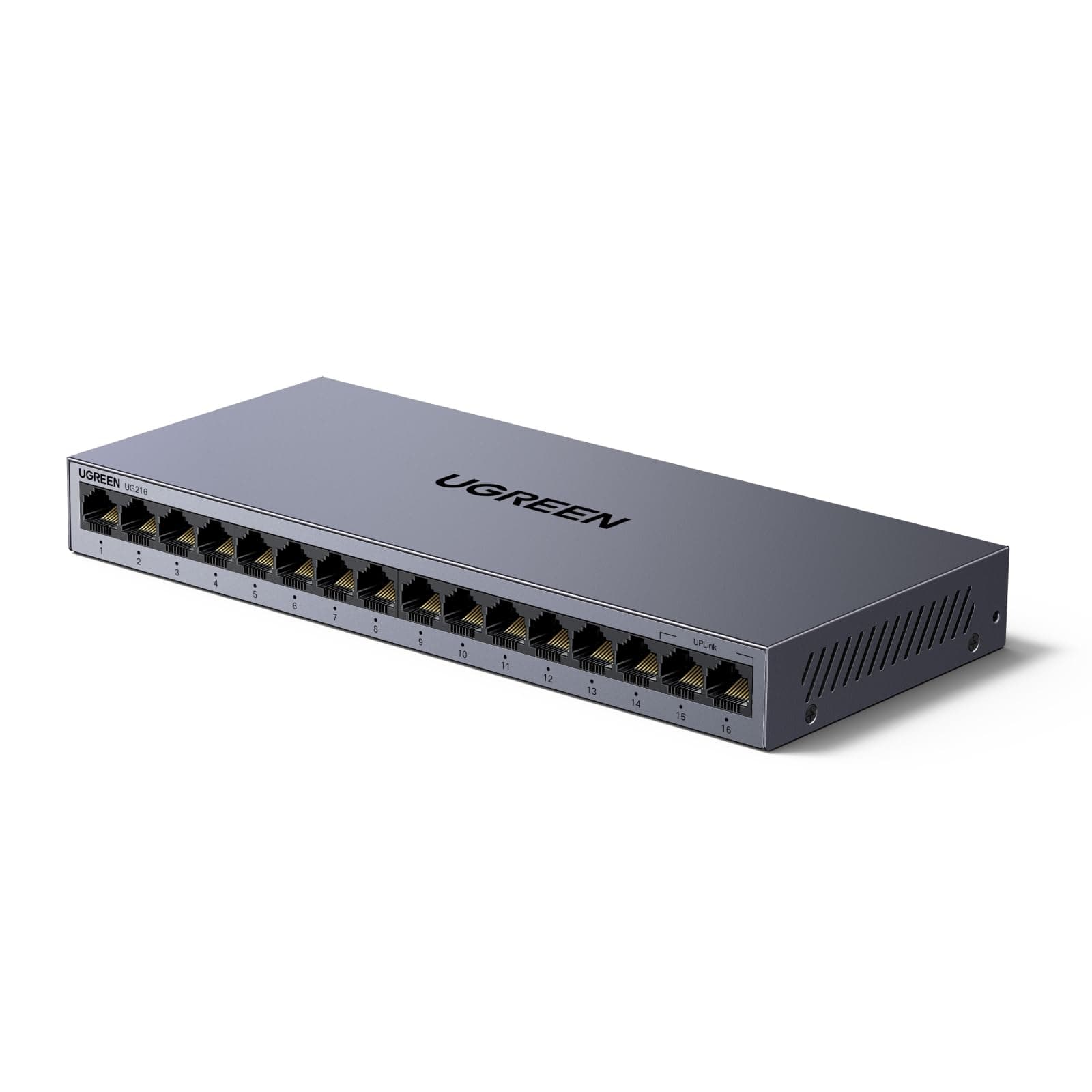 UGREEN Switch LAN Gigabit 16 Porte velocità Automatica 10/100/1000 Mbps | Non Gestito RJ45 Plug and Play VLAN Scocca Metallica Switch Ethernet per TV Portatile Switch Router Monitor