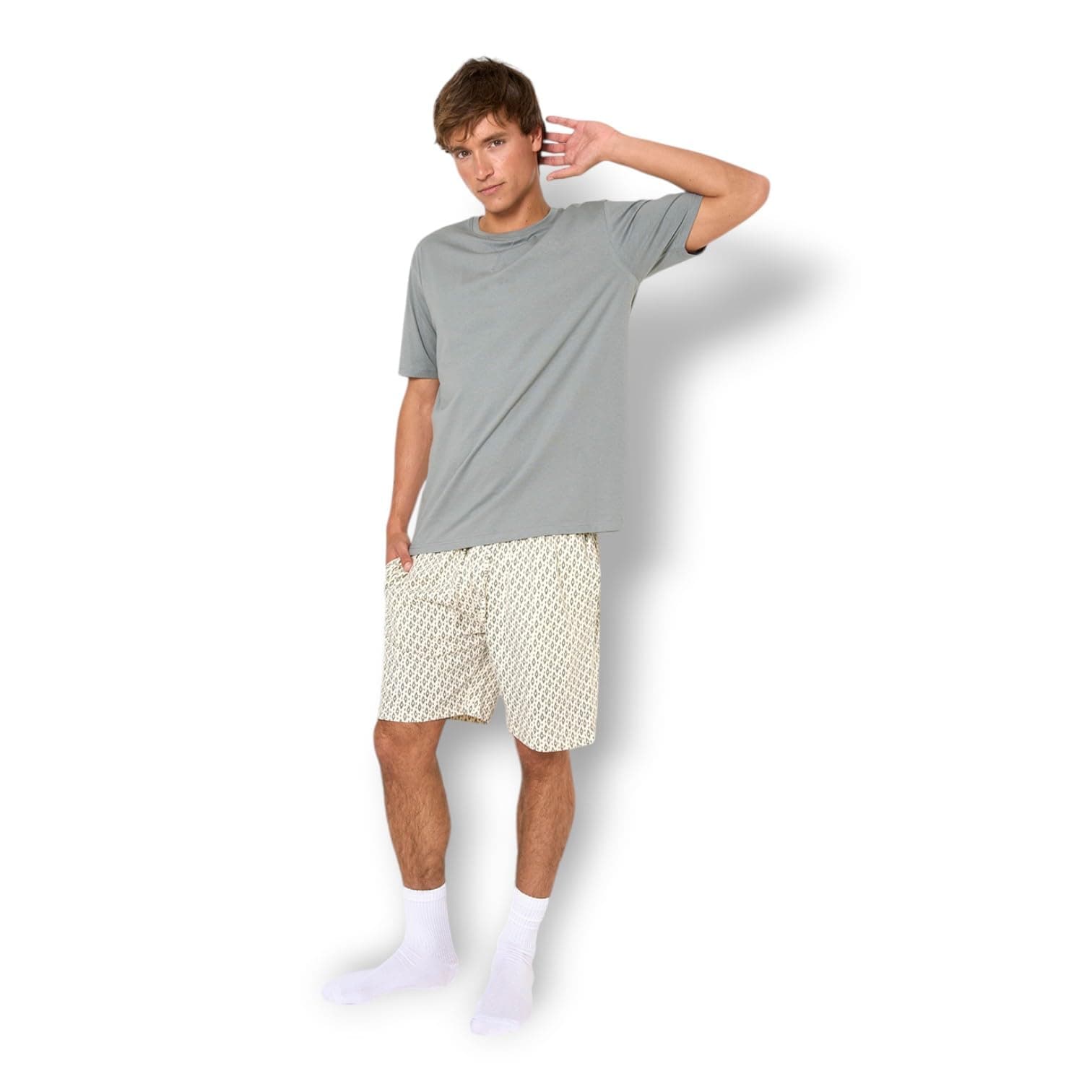 TRAMAS+ Pijama Hombre Verano 100% Algodón, Conjunto de Camiseta de Manga Corta y Pantalón Corto, Ropa de Dormir Fresca y Cómoda