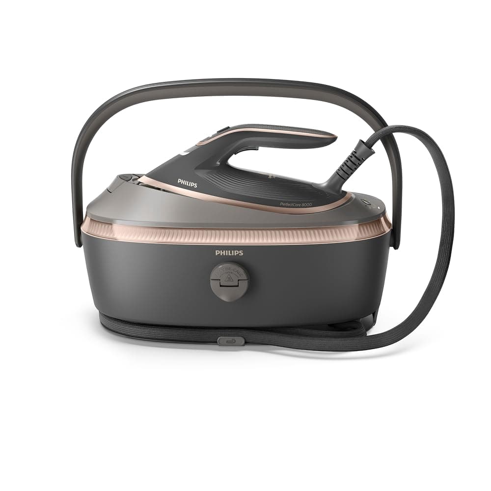 Philips PerfectCare 8000 Series Dampfbügelstation – 215g Dauerdampf, 750g Dampfstoss, Einfaches Tragen, OptimalTEMP, SteamGlide Elite, 1,4L, Easy De-Calc, Garantiert keine Brandflecken (PSG8200/80)