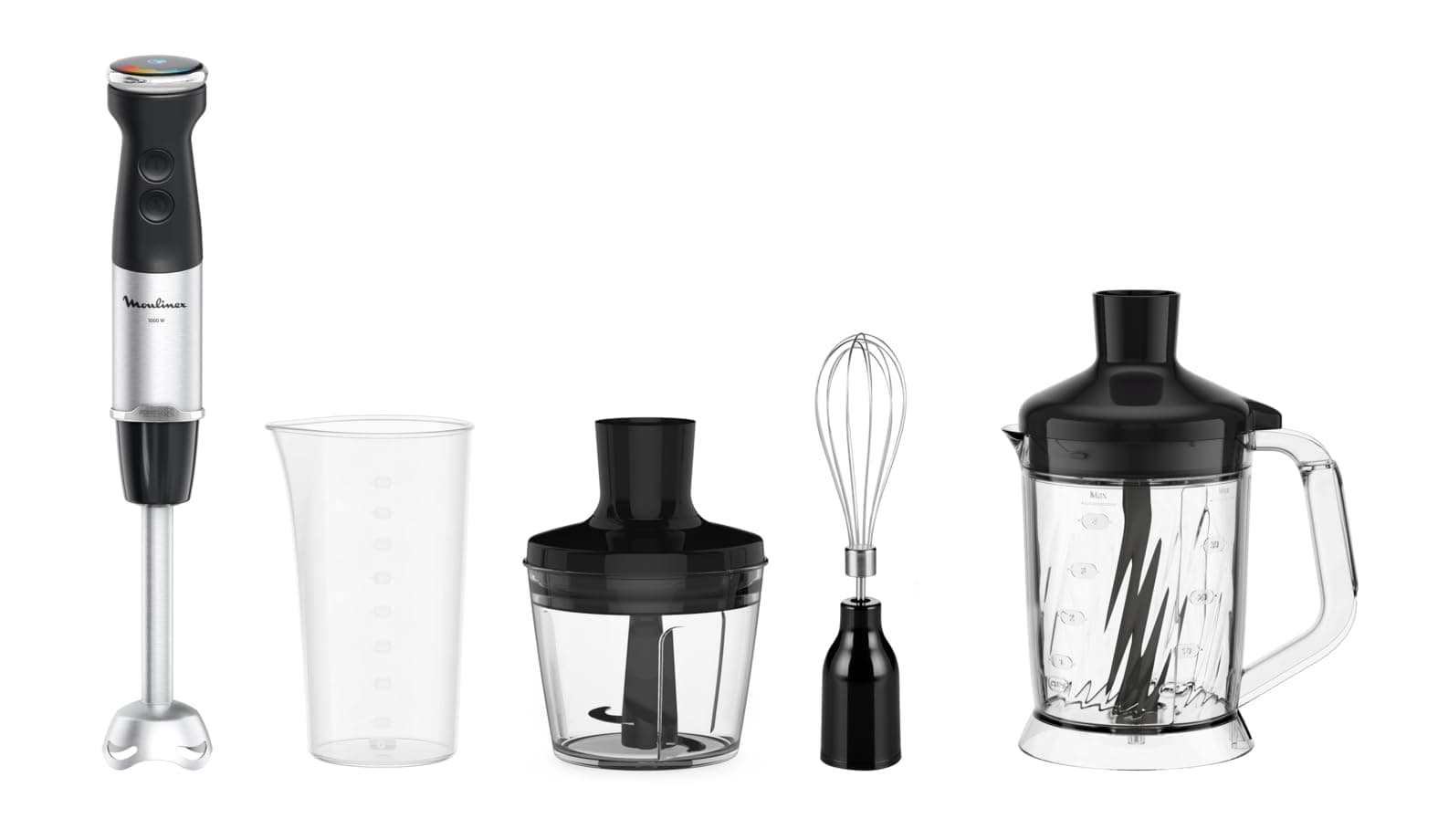 Moulinex Quickchef+, Frullatore a Immersione, Tecnologia con Lame Powelix, Potenza 1000W, Frullatore con Miscelazione Rapida e Modalità Silenziosa, Lavabile in Lavastoviglie, DD67L8