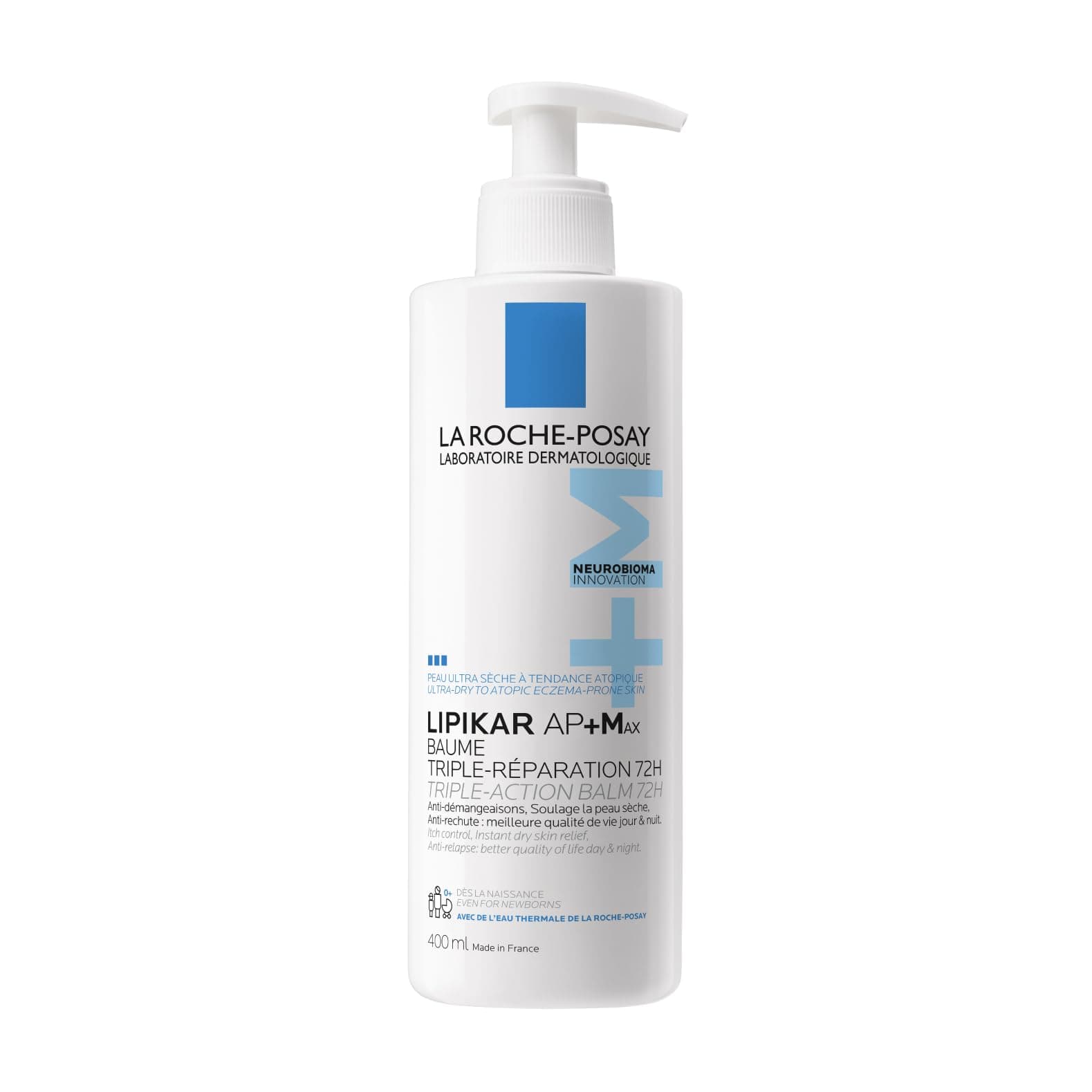 La Roche Posay LIPIKAR Baume AP+Max bálsamo reparador de triple acción para pieles muy secas hasta pieles con tendencia atópica. 400ml