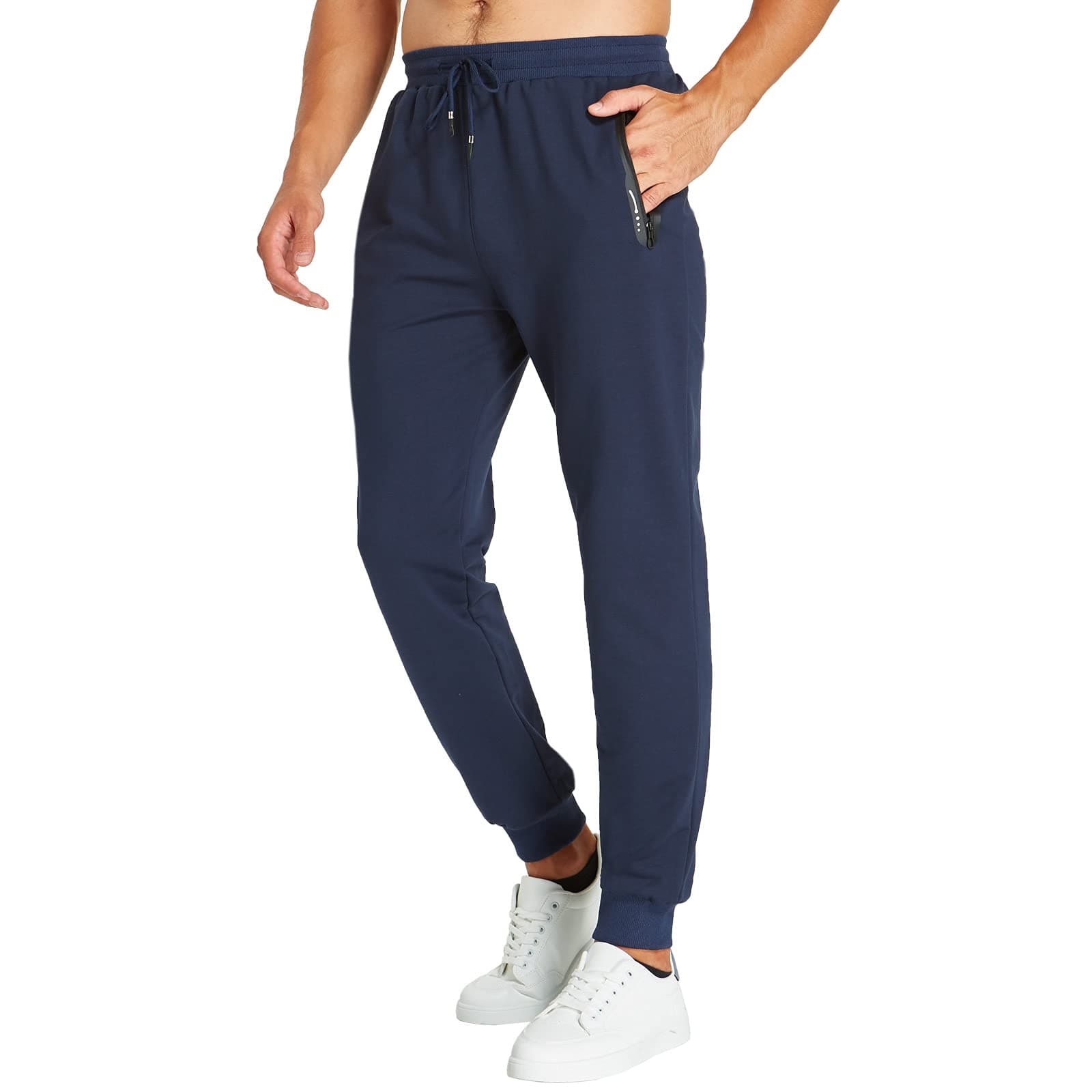 JustSun Jogging Homme Pantalons de Sport Coton avec Poche zippée