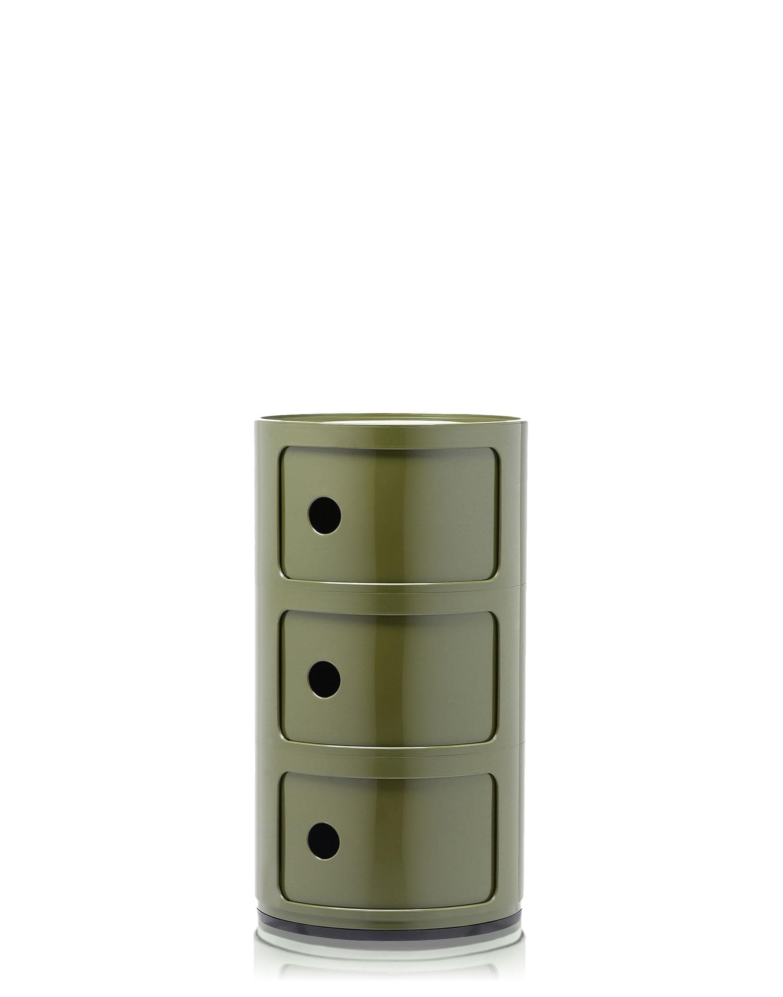 Kartell Componibili Contenitore 3 Elementi, ABS, Base Tonda, Verde, 32 x 32 x 59 cm