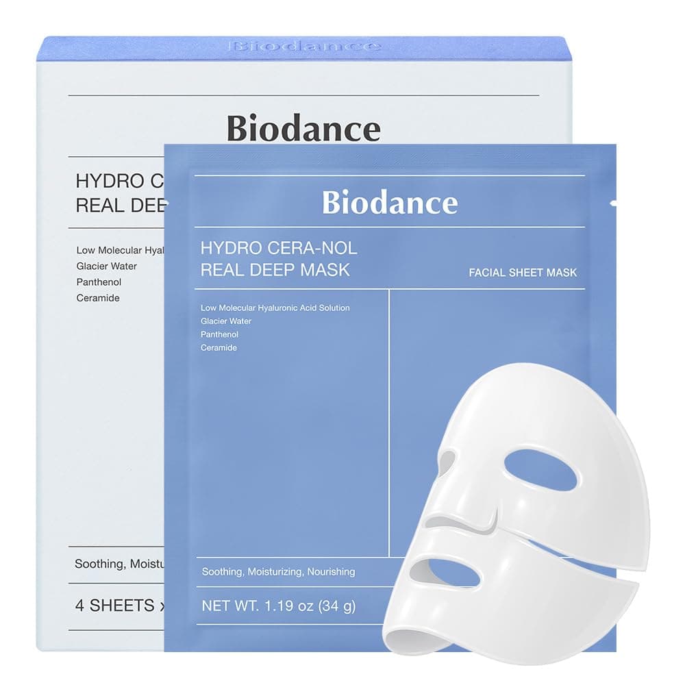 BIODANCE Hydro Cera-nol Real Deep Mask, Maschera Viso Notturna in Hydrogel, Idratante e Lenitiva, Riduce Arrossamenti e Calma Rapidamente la Pelle, K-Beauty, 34g x 4 Pezzi