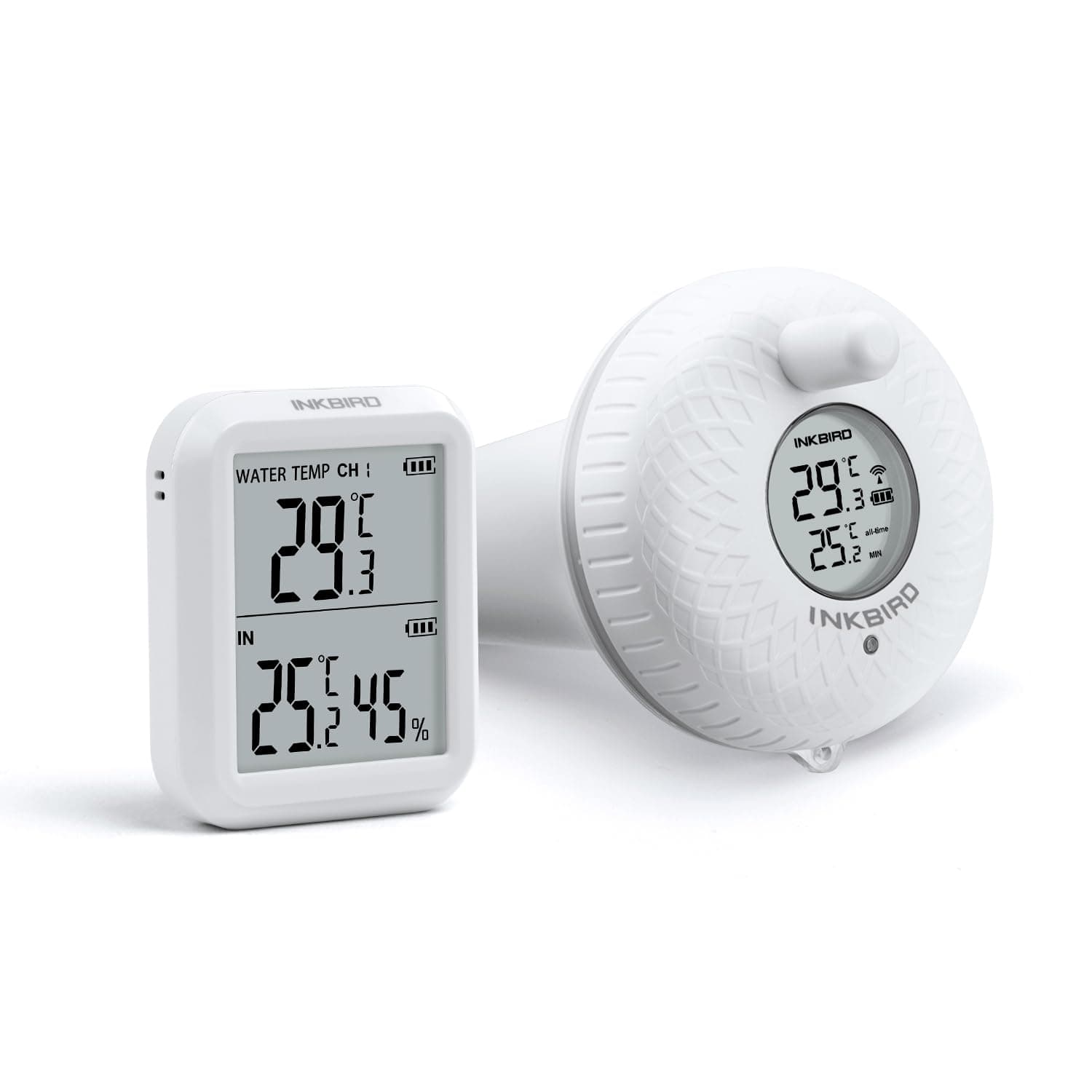 Inkbird Thermomètre de Piscine Flottant sans Fil Radio avec Moniteur, Surveillance à Distance Thermometre de Température d'eau, Grand Écran