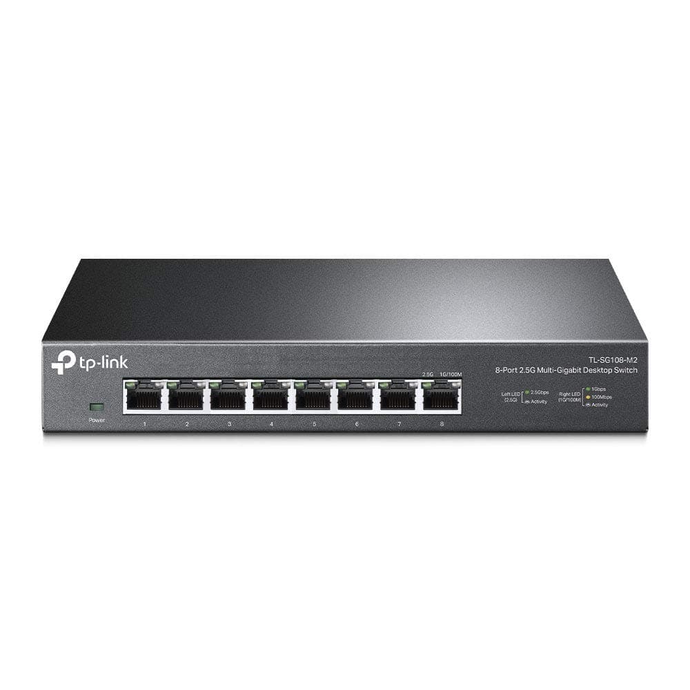 TP-Link TL-SG108-M2 8× 2.5-Gigabit Ports Ethernet LAN Switch(Plug-and-Play,Metallgehäuse, QoS, IGMP-Snooping, Ideal für 2.5G NAS, Server, Gaming-Computer, WiFi 6 AP, 4K-Video) schwarz