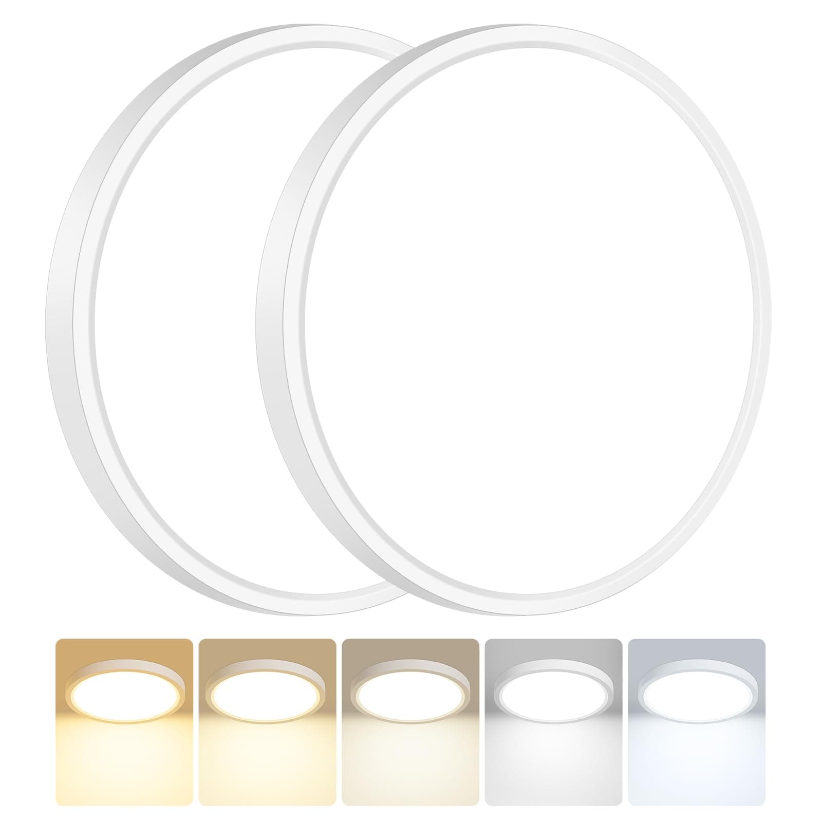 Peasur Plafon Led Techo Baño, Plafon Redondo Techo Led 3000/3500/4000/5000/6500K 18W, Lámpara IP54 Impermeable, Para Sala De Estar Baño Dormitorio Cocina Pasillo Sótano Oficina, 220 * 16mm 2Pack