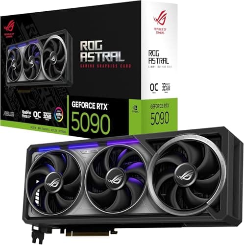 ASUS ROG Astral GeForce RTX 5090 OC Edition Tarjeta gráfica Gaming (PCIe 5.0, 32GB GDDR7, HDMI/DP 2.1, 3.8 Ranuras, 4 Ventiladores, Axial-Tech, cámara de Vapor)