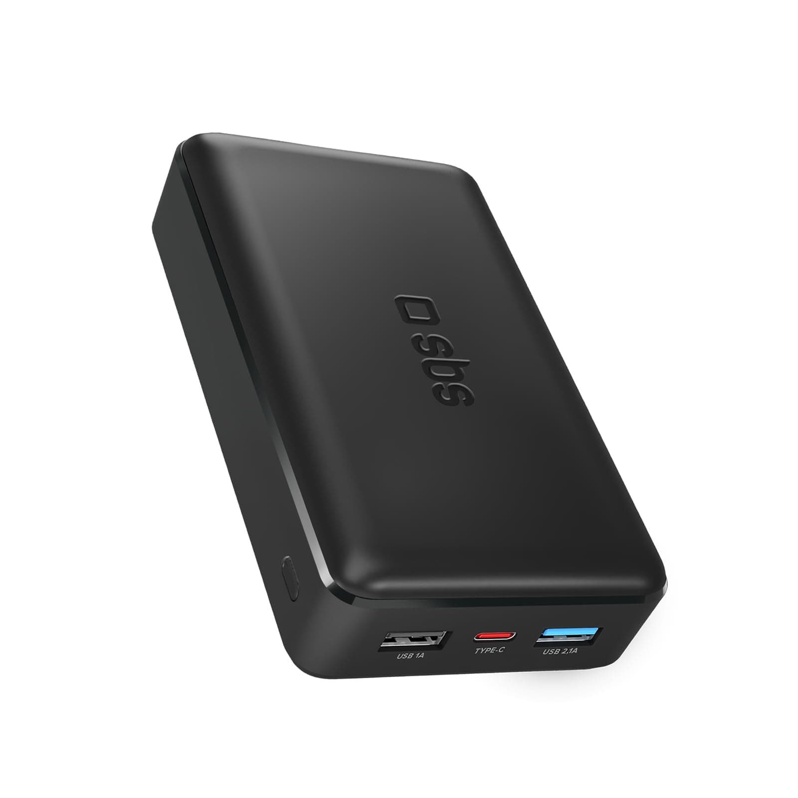 SBS PowerBank 20K SLIM, 20000mAh, Intelligent Charge (IC) | LED di Carica, 1 USB-C, 2 USB-A, Power Bank con Ricarica Rapida, Caricabatterie Portatile da Viaggio, Design Compatto, Nero