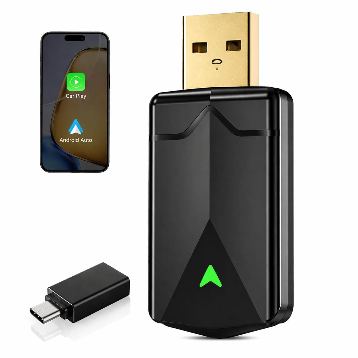 Adaptador CarPlay Inalámbrico – Adaptador Android Auto Inalámbrico, Wi-Fi 5,8GHz Plug & Play, Mini y Estable, iOS 10+/Android 10+, Conexión Automática Rápida para Coches a Partir de 2016.(1 Piezas)