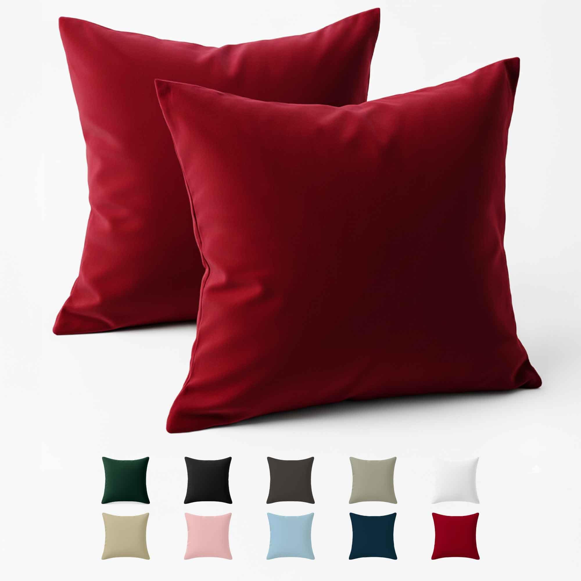 Funda de Almohada 50x50 Algodón Reforzado (Pack de 2) - Burdeos - Tela Apretada de 57 Hilos/cm² - Funda Almohada 50 x 50 - Certificación Oeko Tex - Dreamzie