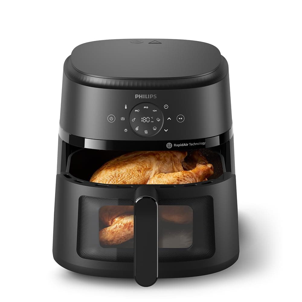 Philips Airfryer 2000 Serie HeiĂźluftfritteuse, Schwarz, 6,2L | Sichtfenster, RapidAir Technologie, Touchscreen, 13 Kochfunktionen, HomeID App (NA230/00)