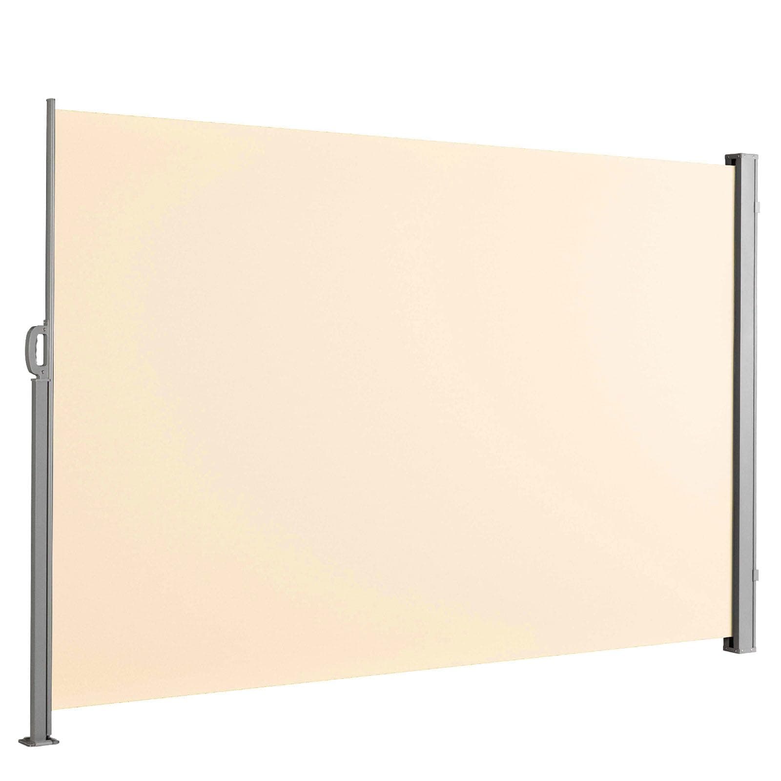Floordirekt Seitenmarkise aus Aluminium, 180x450cm Beige - ausziehbarer Sicht- & Sonnenschutz für Balkon & Terrasse, Polyester 280 g/m² (PU), UV-Schutz UPF50+, mit Bodenhalterung