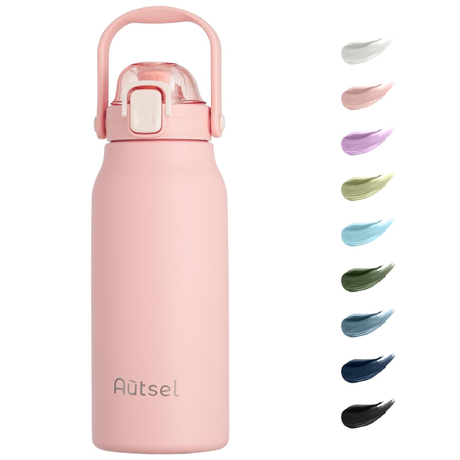 Autsel Borraccia Termica 1.7 litro Bottiglia Termica Senza Perdite Borraccia Palestra Sportiva in acciaio inox, rimanere fredde 24h o calde 12h, Senza BPA, per Sport, Yoga, Ciclismo