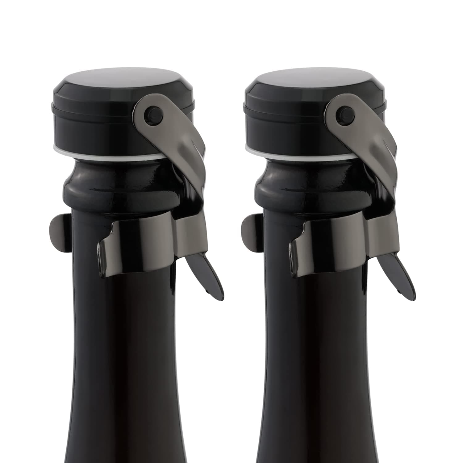 WOTOR tappo per spumante, tappi bottiglie vino, a prova di perdite, Mantieni fresco, riutilizzabile accessori vino, Adatto per vino rosso, champagne, prosecco, vino frizzante (nero, 2 pezzi)