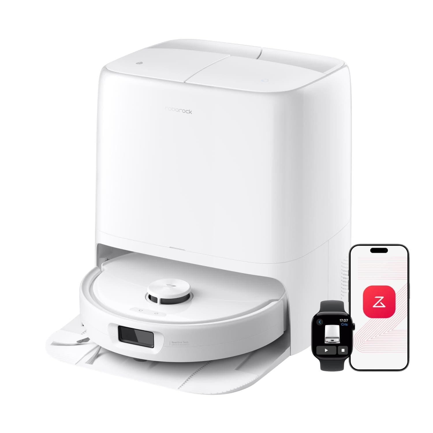 roborock Qrevo 2 Pro Saugroboter mit Wischfunktion, 25.000 Pa Saugkraft | Dual Anti-Tangle-System, Automatisches Entfernen des Mopps, 75°C Heißwasser-Moppwäsche, FlexiArm-Kantenwischsystem (Weiß)