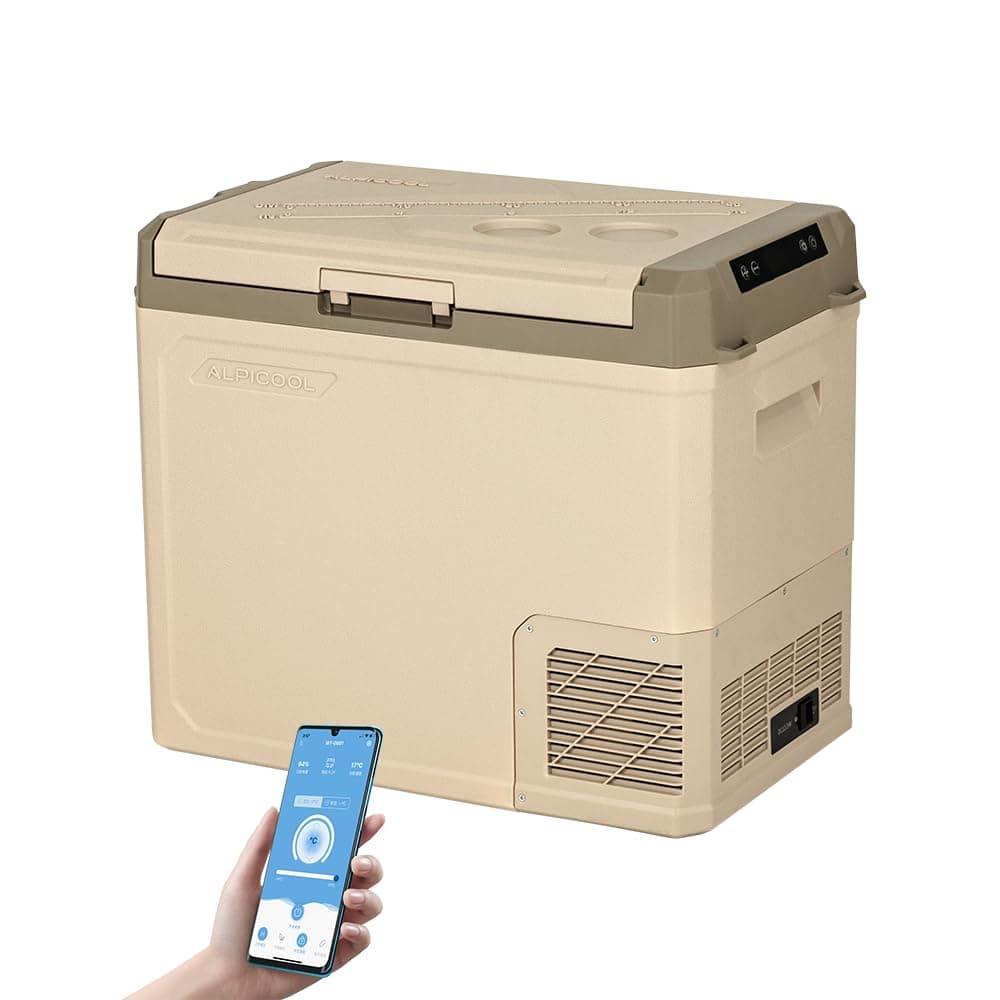 Alpicool GE50 50L Nevera Portátil Eléctrica Refrigerador de Coche 12V 24V Mini frigorífico CA 220v para Hogar, Camping, Viajes, Automóvil, 20ºC a 20ºC