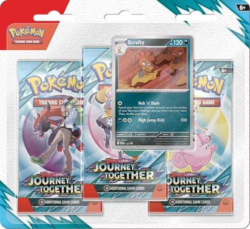 Pokémon TCG: Scarlet & Violet – Journey Together 3er-Pack Blister – Scrafty (3 Boosterpacks & 1 Folien-Promokarte)