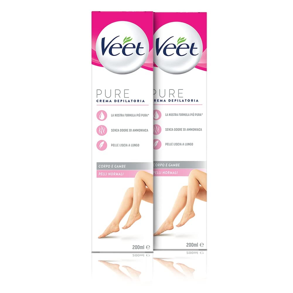 Veet Crema Depilatoria per Gambe, Braccia, Ascelle e Zona Bikini, 2 Confezioni da 200 ml