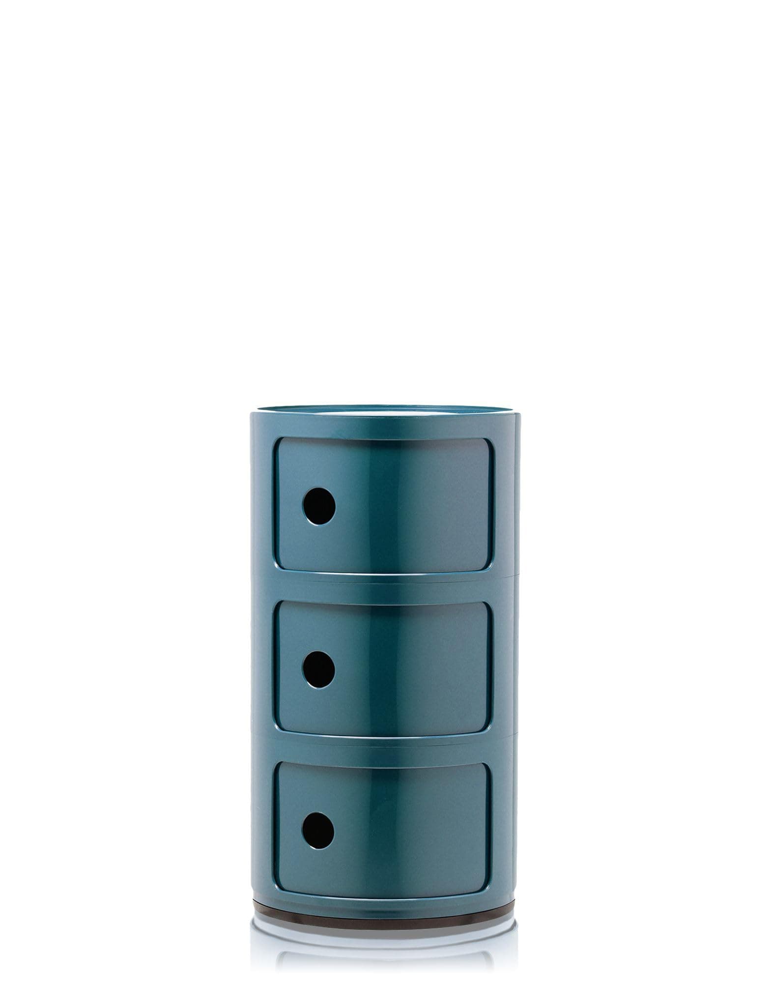 Kartell Componibili Contenitore 3 Elementi, ABS, Base Tonda, Blu, 32 x 32 x 58.5 cm