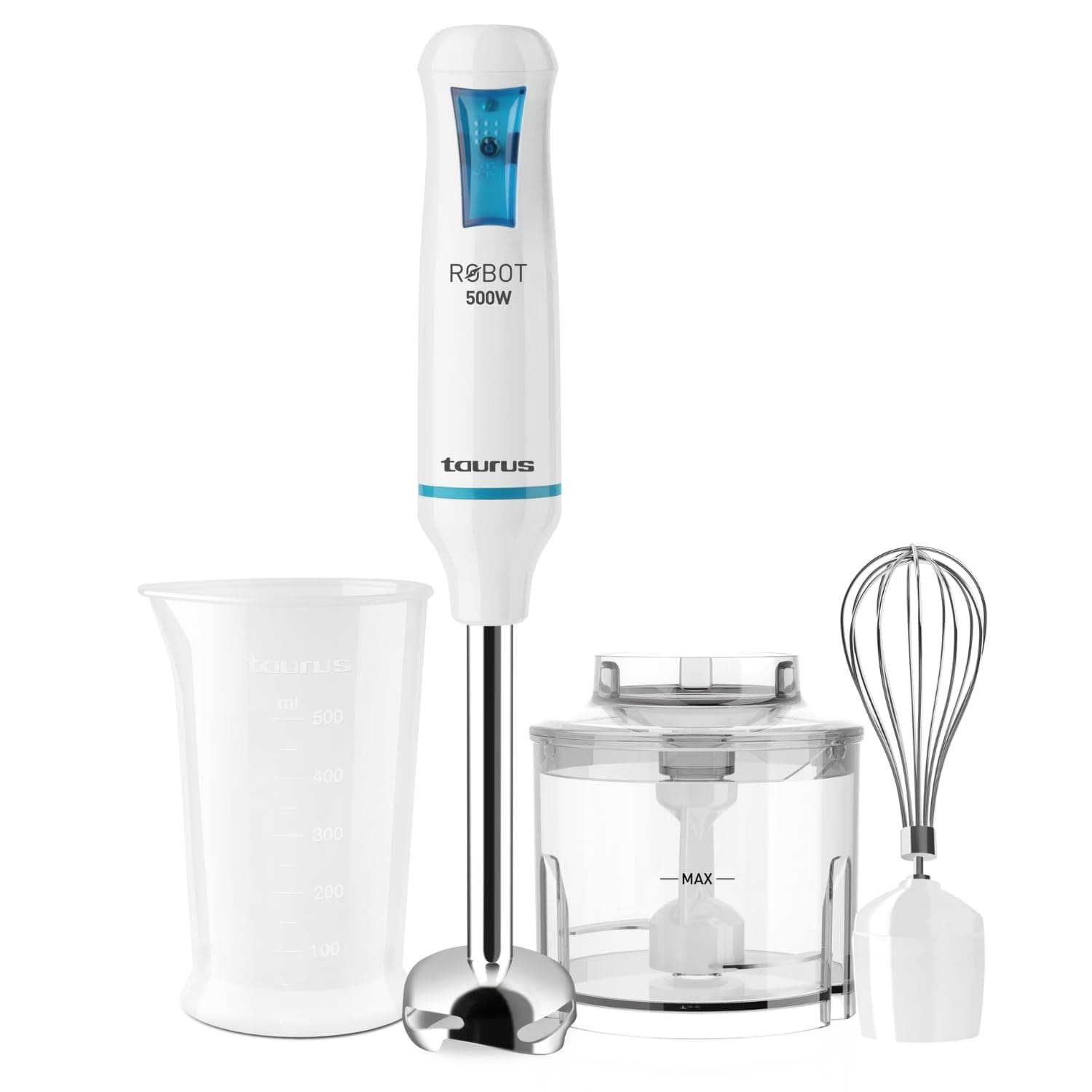 Taurus - Batidora de Mano Robot 500 Plus Inox, 500W, con Accesorios