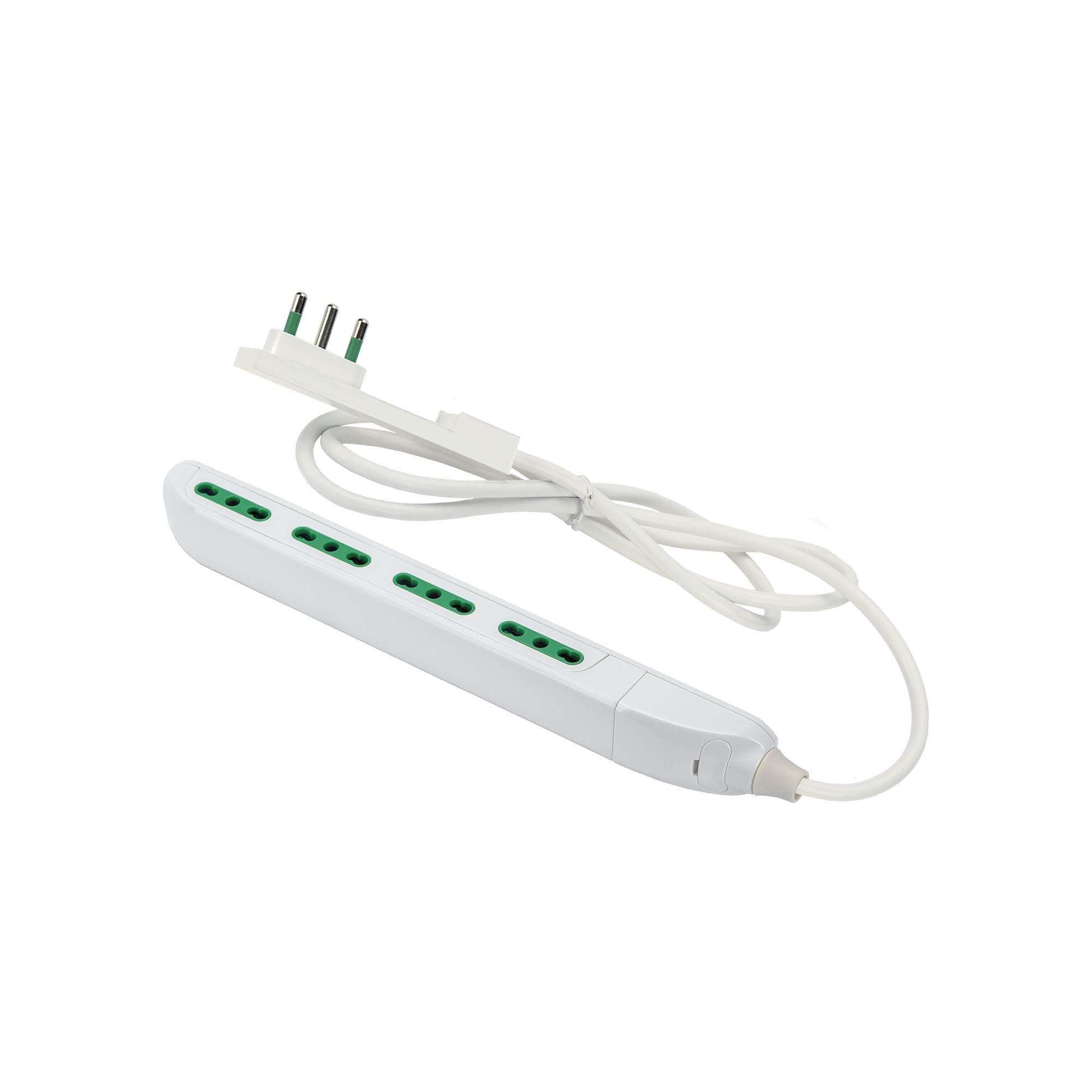 FANTON 47404 Multipresa SLIM 1,5 metri, 4 prese bipasso con spina grande CLOCK utile per posti stretti, dietro a mobili e comodini