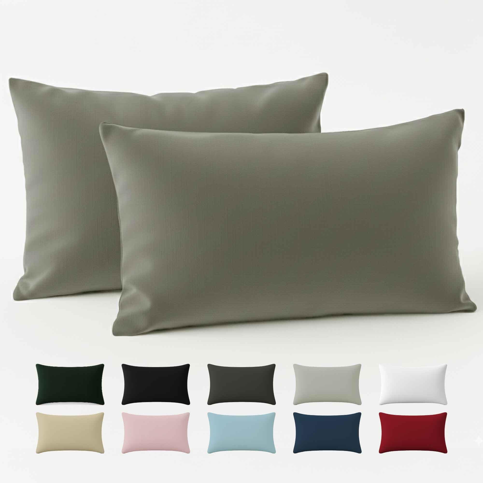 Dreamzie Taie Oreiller 40x80 Coton Renforcé (Set de 2) - Gris Clair - Tissage serré de 57 Fils/cm² - Taie Oreiller 40 x 80 cm - Certifié Oeko Tex
