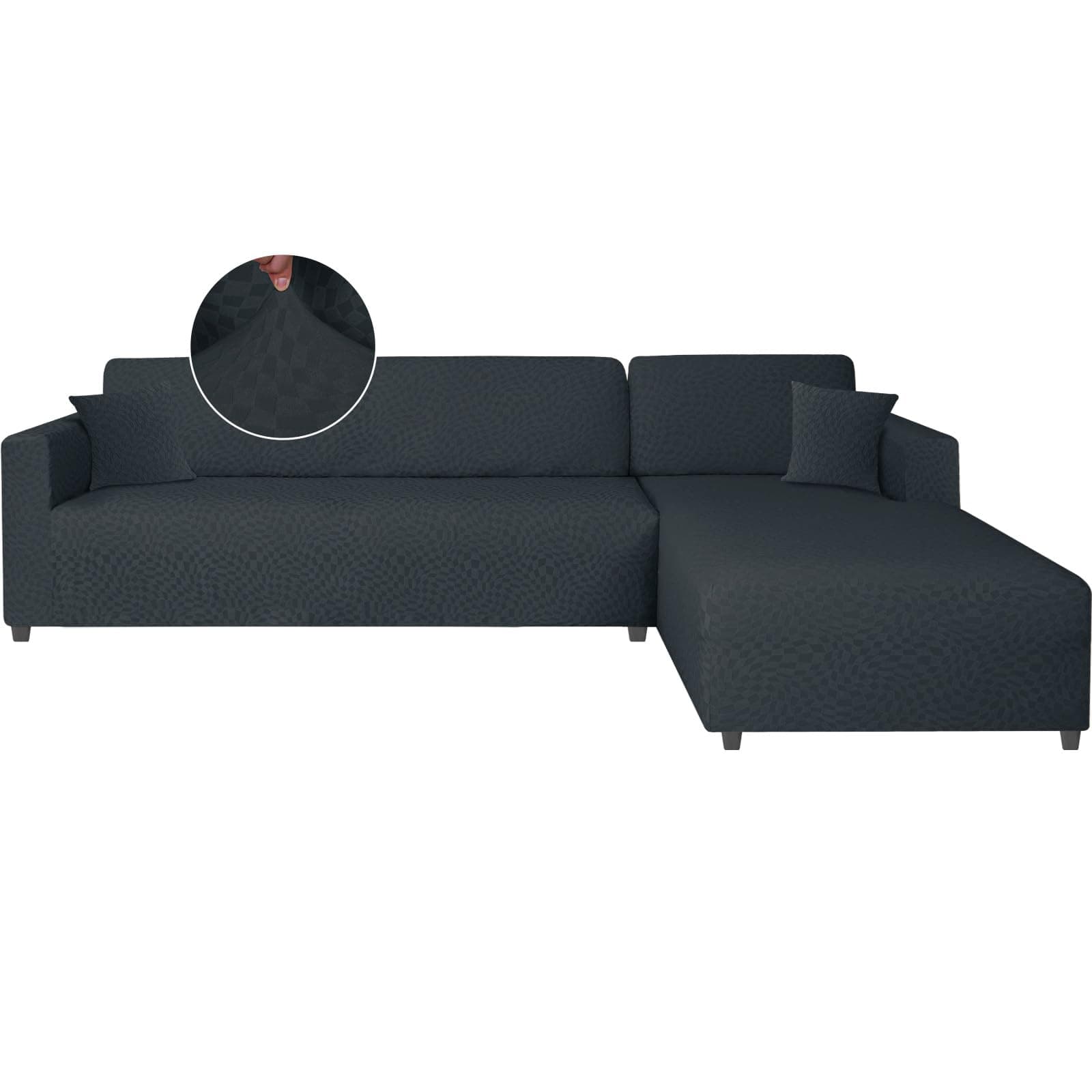 Ystyle Funda Sofa Chaise Longue Ajustables, Cubre Sofa Chaise Longue Izquierdo Derecho Derecha, 2 Piezas Protector Sofa Elasticas ChaiseLongue (3 Plazas+4 Plazas, Gris Oscuro)