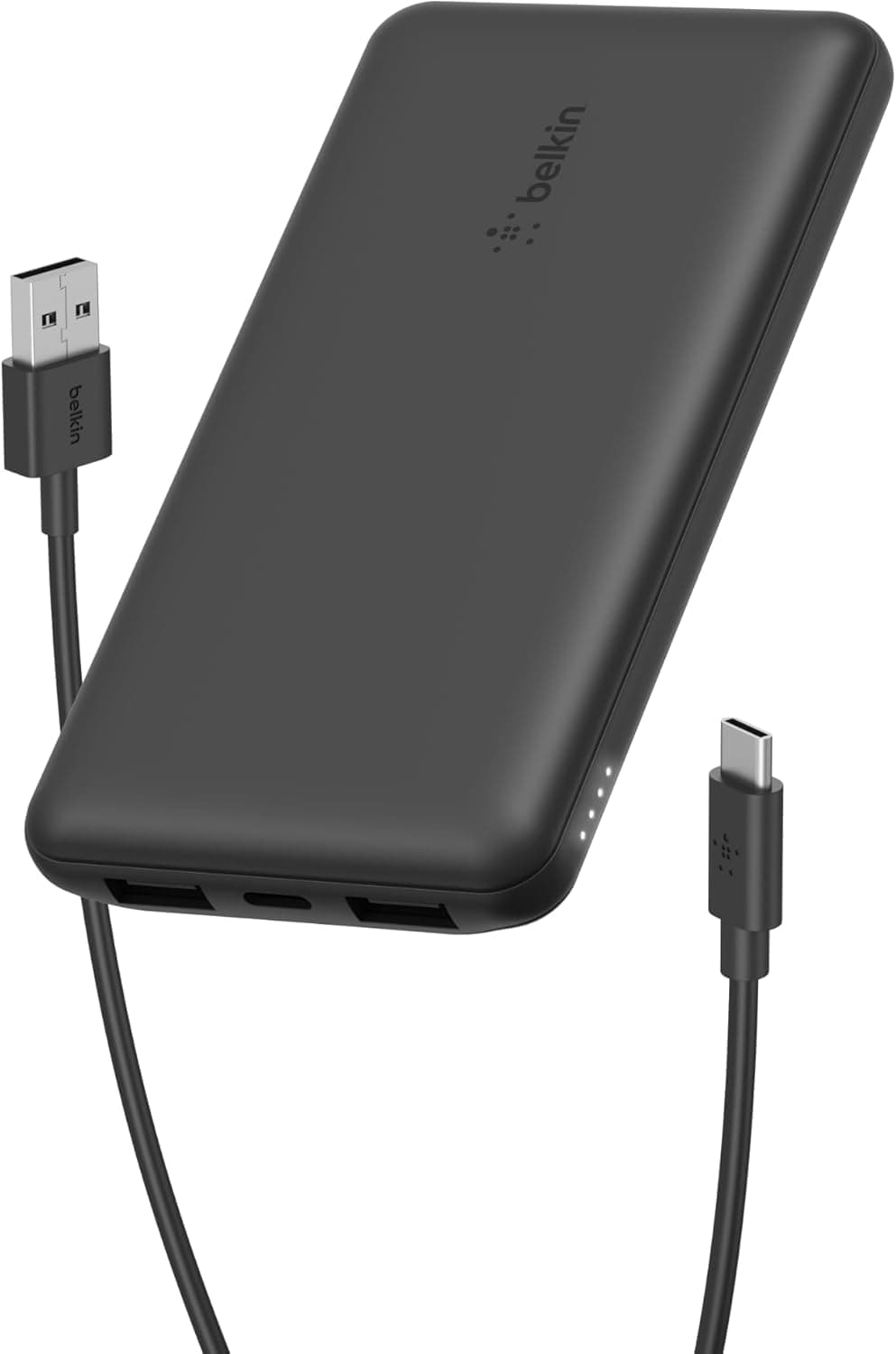 Belkin batería externa portátil de 10000mAh, cargador externo USB-C con 1 puerto USB-C y 2 puertos USB-A, power bank de 15 W, batería portátil para iPhone, Galaxy, Pixel, AirPods, iPad y otros - Noir | Chargeur Portable 10K, Jusqu'à 3 Appareils (1 x USB-C, 2 x USB-A), 15 W, LED, Produit Conçu Avec Plastique Recyclé