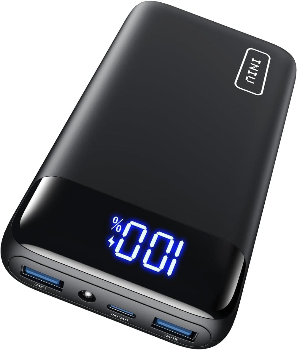 INIU Power Bank, 20000mAh 20W Klein Schnellladefunktion Powerbank 1 USB-C, 2 USB-A Mini Externe Handyakkus LED Display, Akkupack für iPhone 17 16 15 14 13 Xiaomi Samsung iPad Travel Camping Outdoor