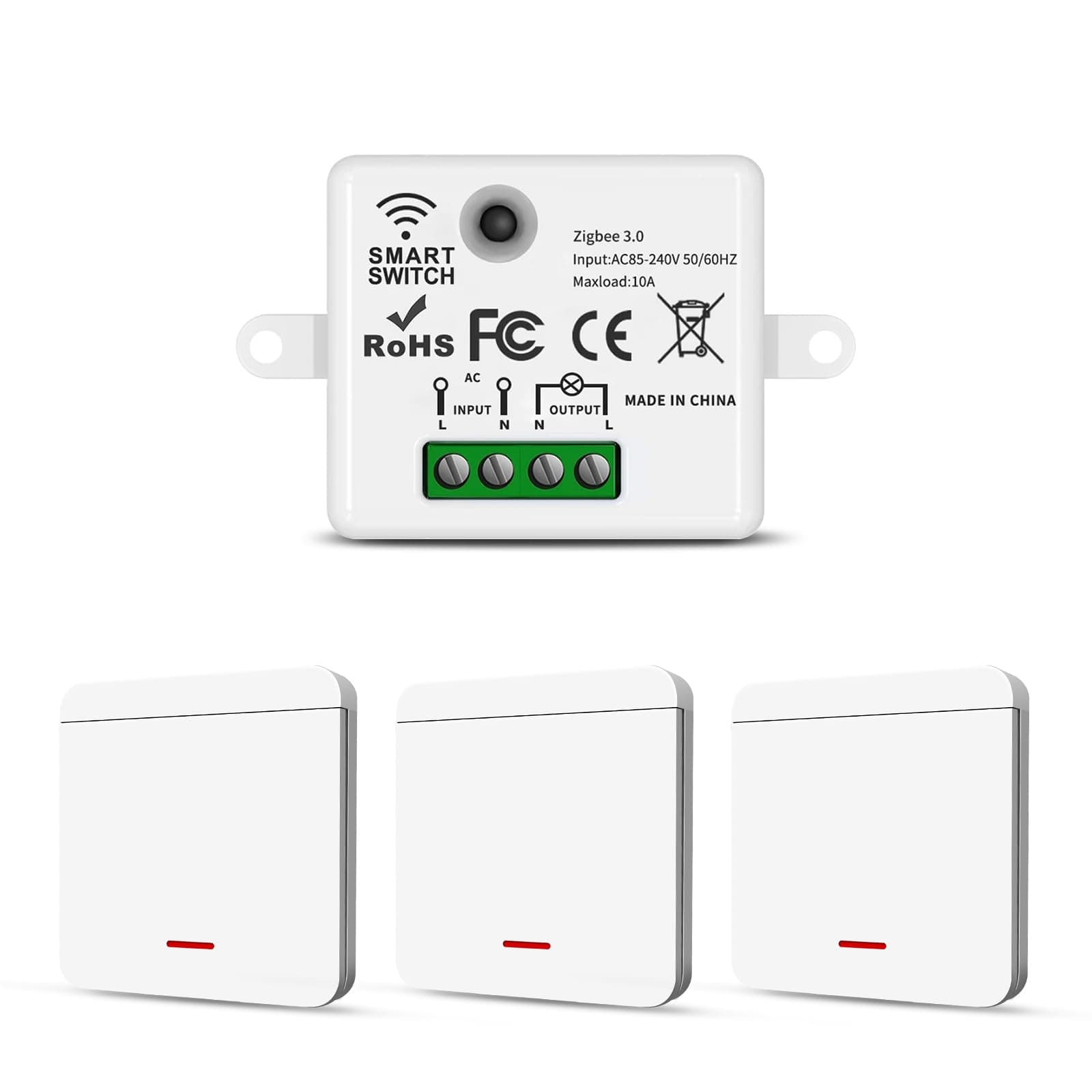 Pixelure 1+3 interrupteur de lumière sans fil, interrupteur de sécurité et contrôleur récepteur 10A pour lampes jusqu'à 1500W