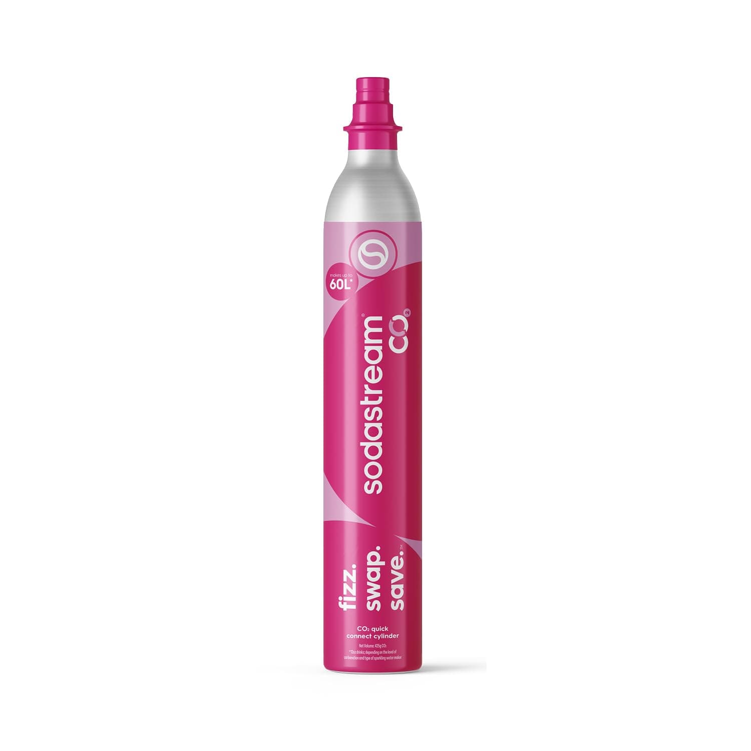 Cilindro de CO₂ adicional Sodastream CQC con acoplamiento rápido, cilindro de CO₂ para uso alimentario, apto para los gasificadores Sodastream Terra y Duo, color rosa